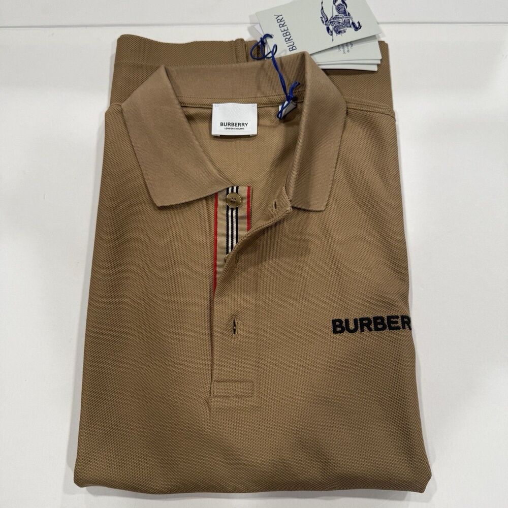 Burberry Hartford Camel Cotton Polo Shirt Size S New With Tag